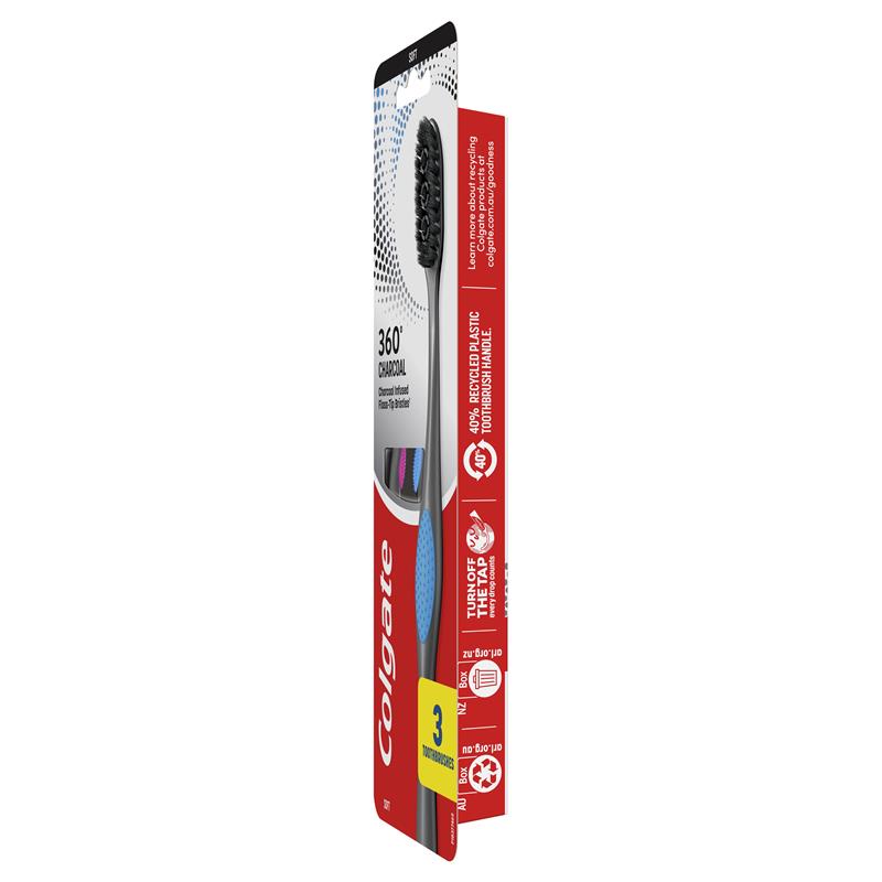 Load image into Gallery viewer, Colgate Toothbrush 360 Charcoal Infused Floss Tip 3 Pack
