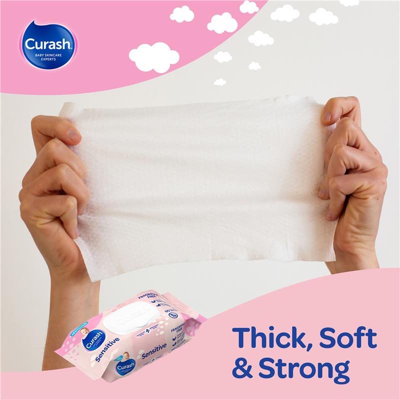 Load image into Gallery viewer, Curash Baby Sensitive Wipes 6 x 80 Value Pack
