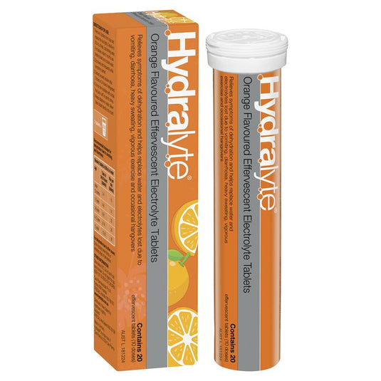 Hydralyte Electrolyte Effervescent Orange 20 Tablets