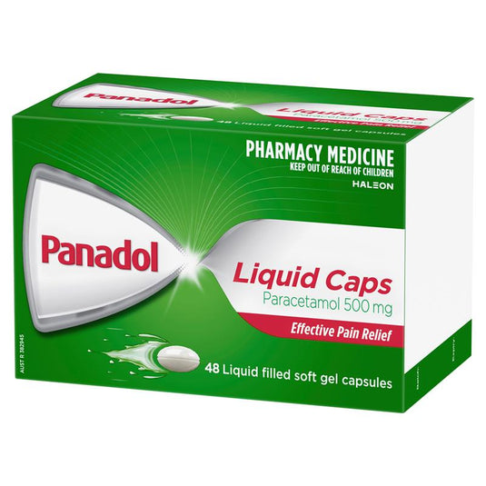 Panadol Liquid Capsules Paracetamol Pain Relief 48 Capsules