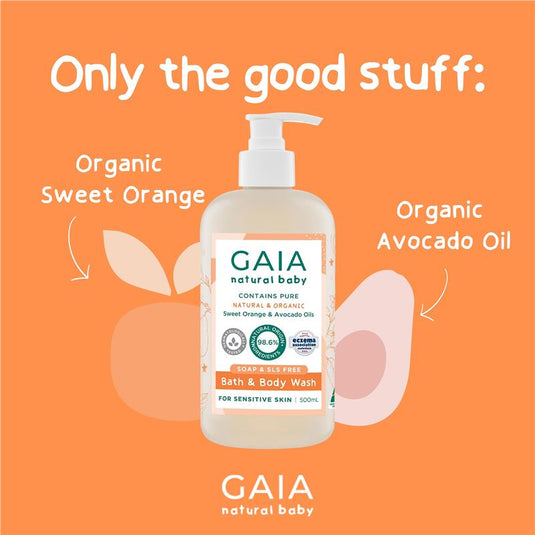 Gaia Natural Baby Bath & Body Wash 500ml Pump