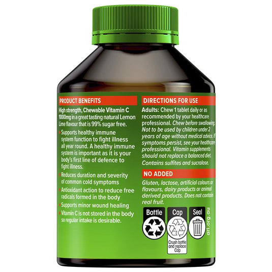 Cenovis Chewable Mega Vitamin C 1000mg Lemon Lime 120 Tablets