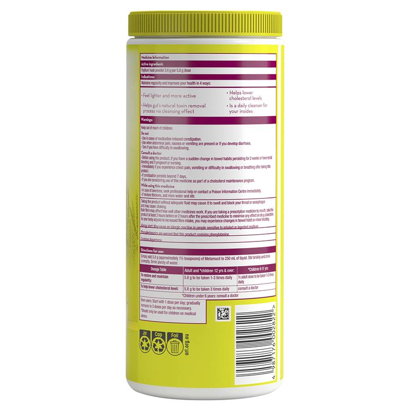 Load image into Gallery viewer, Metamucil Fibre Supplement Smooth Texture Lemon-Lime Flavour 72 doses 425g
