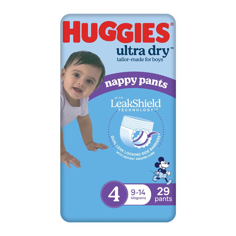 Load image into Gallery viewer, Huggies Ultra Dry Nappy Pants Size 4 9-14kg Boy 29 Pack
