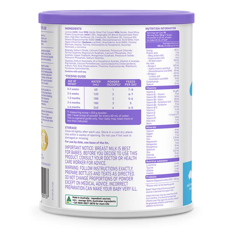 Load image into Gallery viewer, Bubs Goat Stage 1 Infant Formula 800g
