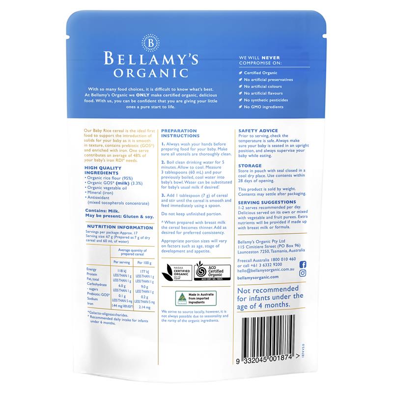 Load image into Gallery viewer, Bellamy's Organic Baby Rice with Prebiotic 125g
