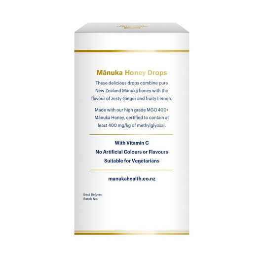 Manuka Health Manuka Honey Drops Lemon & Ginger 15 Pack 65g