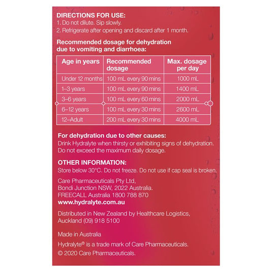Hydralyte Electrolyte Strawberry and Kiwi 4x250ml Solution