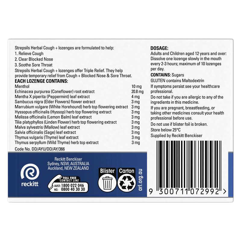 Load image into Gallery viewer, Strepsils Herbal Cough Lozenges Honey Lemon 32 Pack
