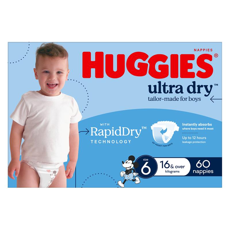 Load image into Gallery viewer, Huggies Ultra Dry Nappies Boy Size 6 Jumbo 60 Pack
