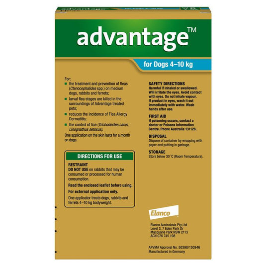 Advantage for  Dogs 4 - 10 kg 6 pack