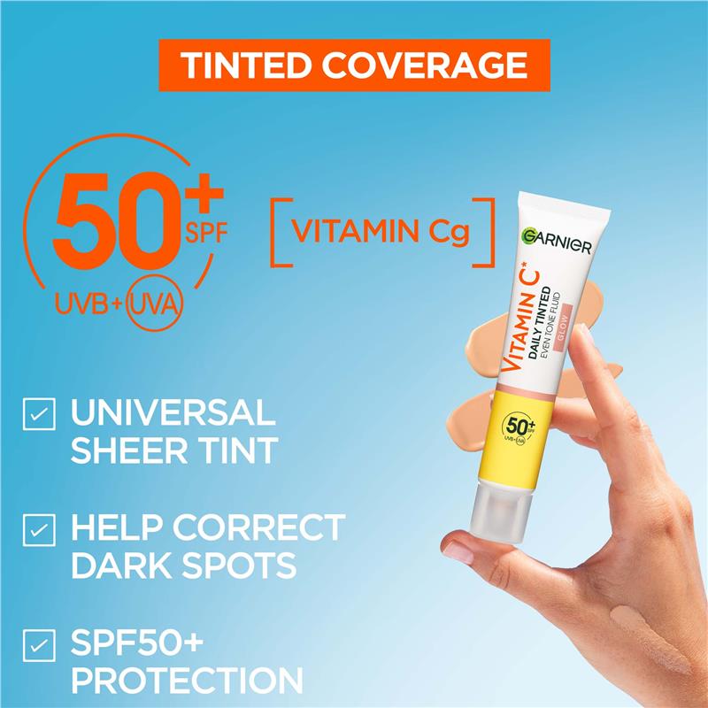 Load image into Gallery viewer, Garnier Vitamin C Glow Daily Tinted Eventone Fluid SPF 50+ 40ml
