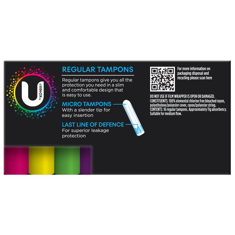 Load image into Gallery viewer, U by Kotex Slim Tampons Regular 16 Pack
