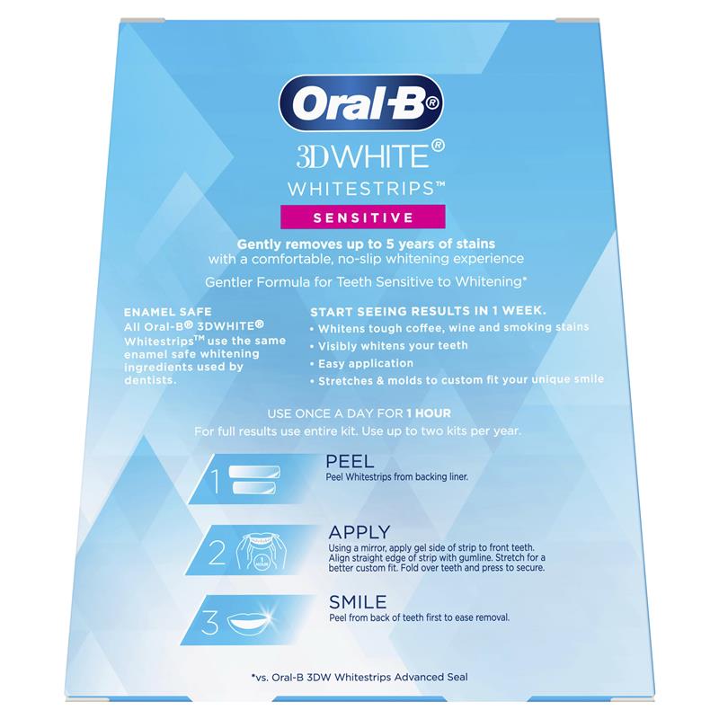 Load image into Gallery viewer, Oral B 3D White Whitening Strips Sensitive 14 Pack
