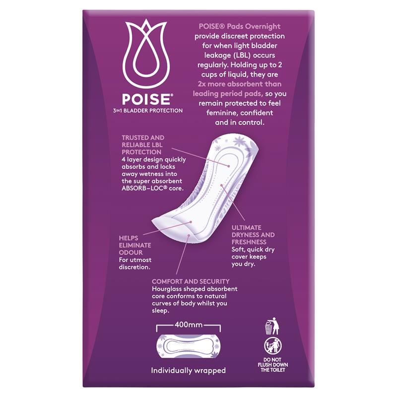 Load image into Gallery viewer, Poise Pads Overnight 8 Pack

