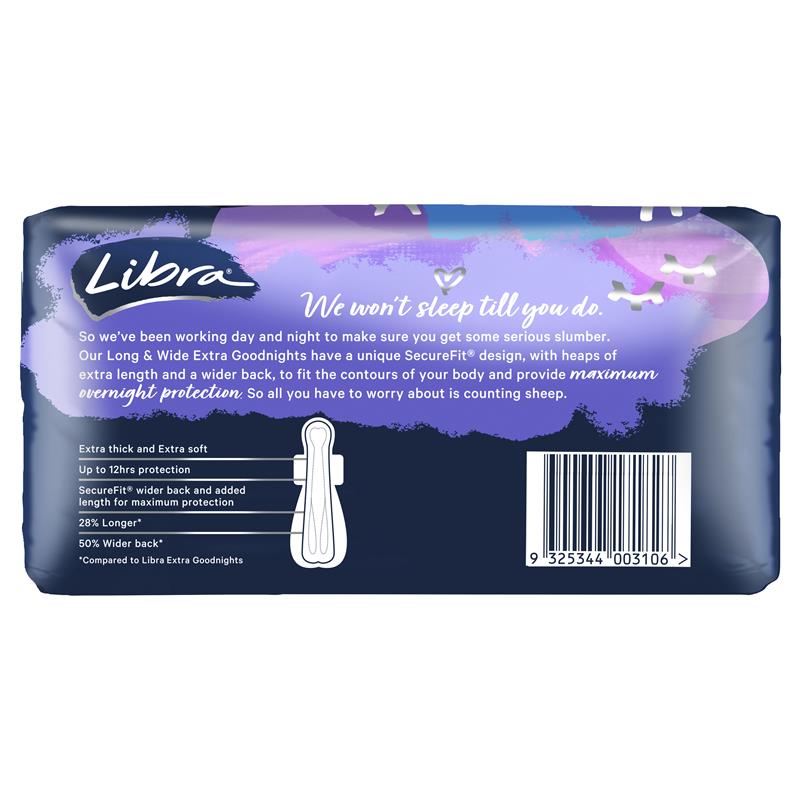 Load image into Gallery viewer, Libra Goodnights Pads Extra Long &amp; Wide 6 Pack
