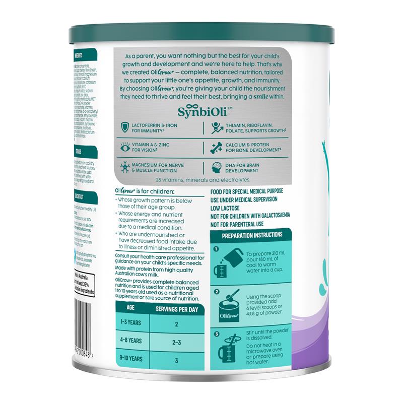 Load image into Gallery viewer, OliGrow+ Kids Nutritional Supplement – Fussy Eater &amp; Immune Support 800g
