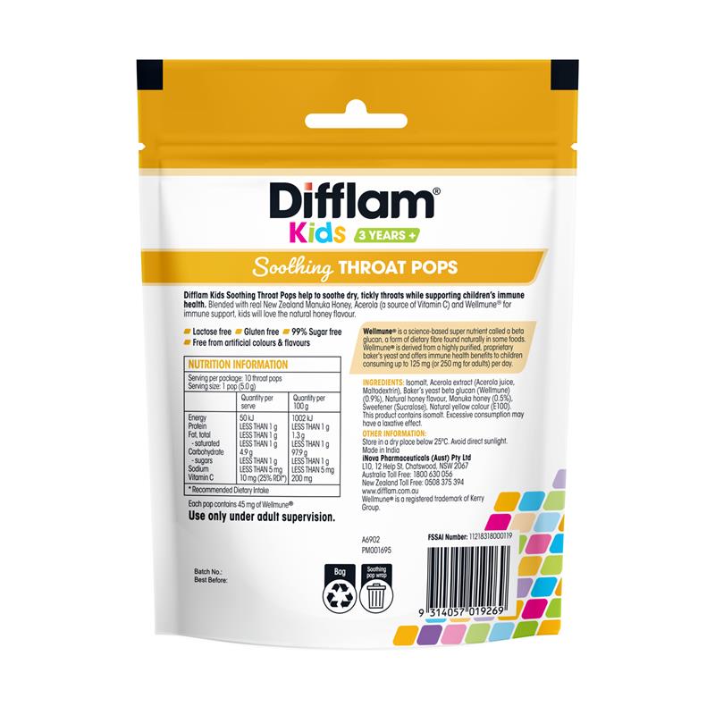 Load image into Gallery viewer, Difflam Soothing Throat Pops Manuka Honey 10 pack
