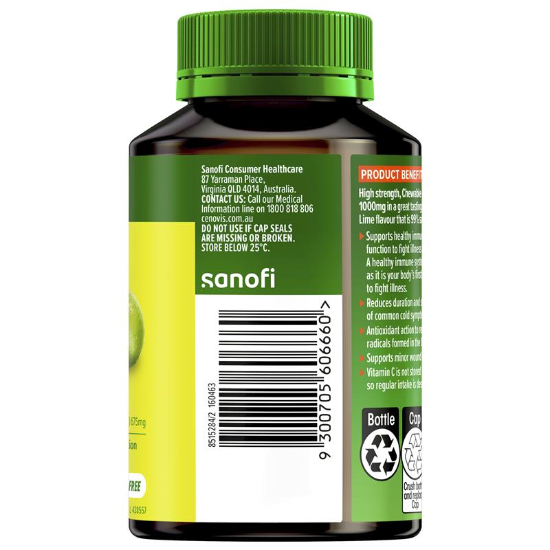 Load image into Gallery viewer, Cenovis Chewable Mega Vitamin C 1000mg Lemon Lime 60 Tablets
