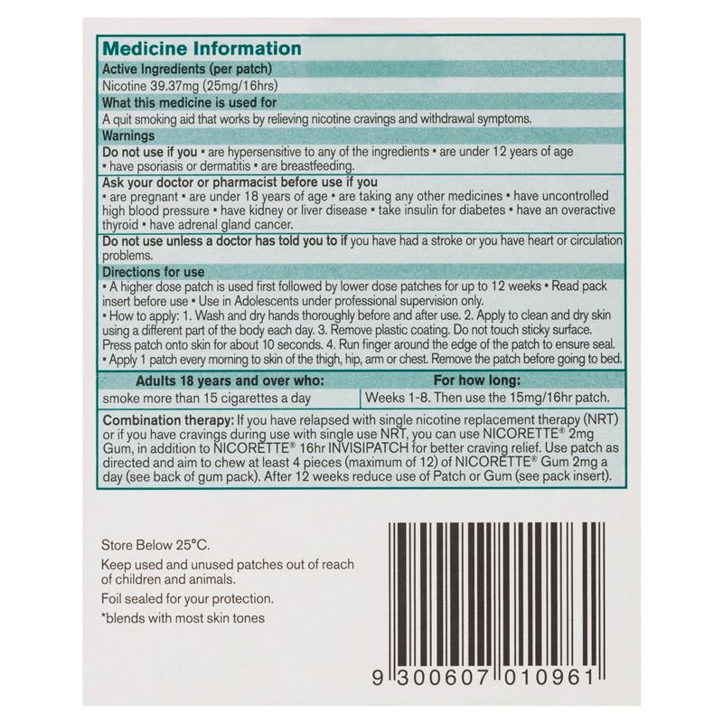 Load image into Gallery viewer, Nicorette Quit Smoking Nicotine 16 Hour Invisipatch Step 1 28 Pack
