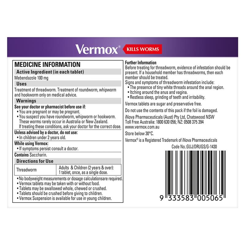 Load image into Gallery viewer, Vermox Worming Treatment Orange Tablets 6 Tablets
