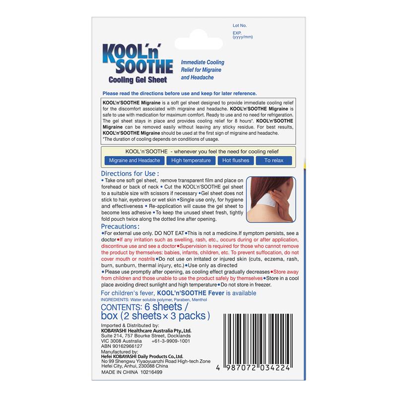 Load image into Gallery viewer, Kool n Soothe Migraine Relief - 6 sheets
