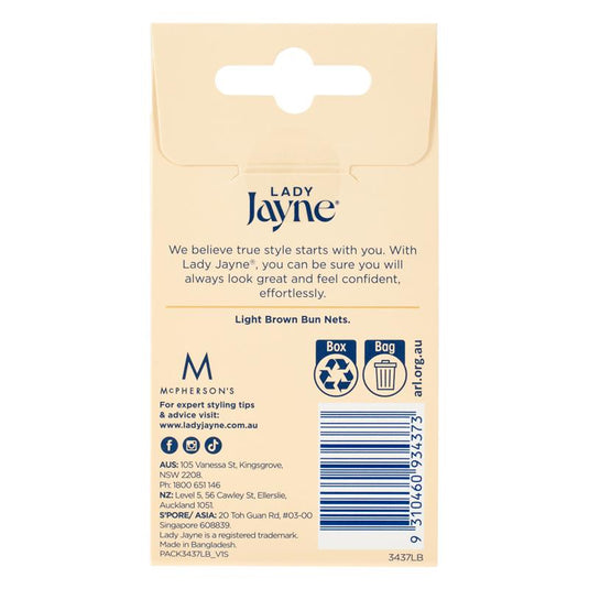 Lady Jayne Bun Nets, Light Brown, Pk3