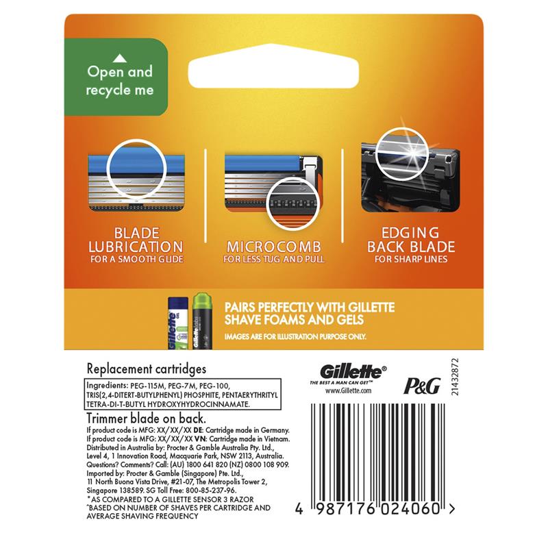 Load image into Gallery viewer, Gillette Fusion Manual Razor Blades 4 Pack
