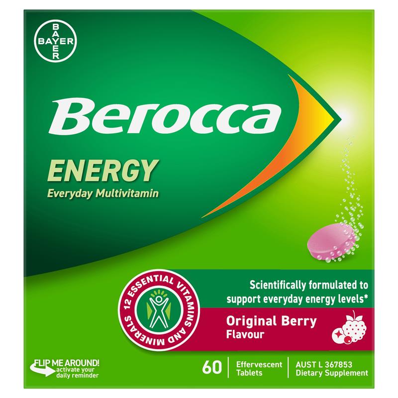 Load image into Gallery viewer, Berocca Energy Original Berry 60 Effervescent Tablets Exclusive Size
