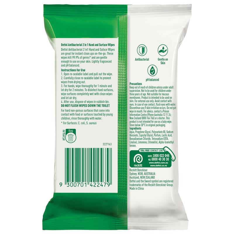 Load image into Gallery viewer, Dettol Hands and Surface Wipes 15pk 2 in 1 Antibacterial
