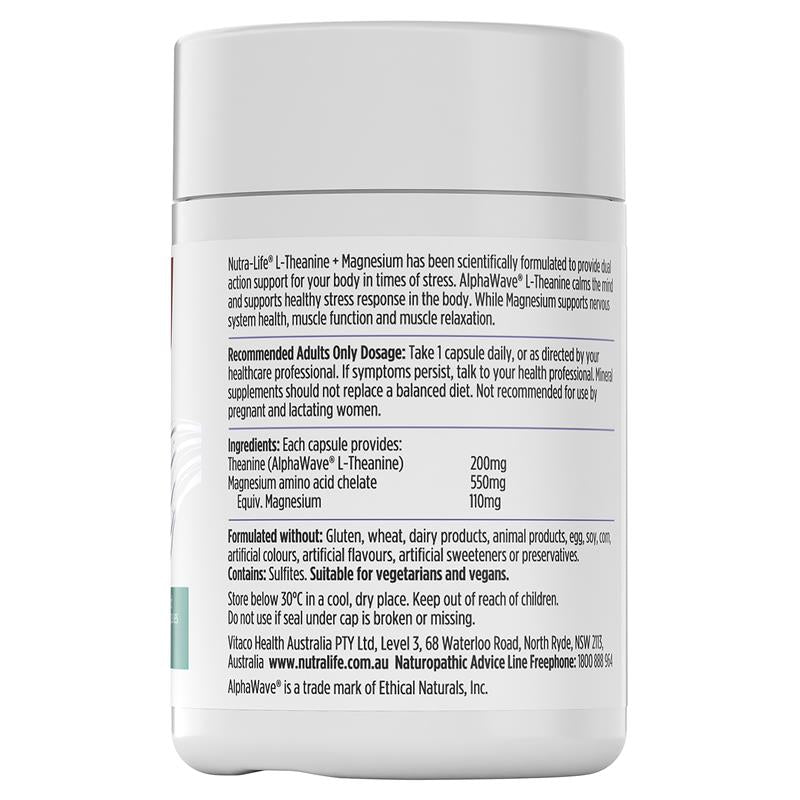 Load image into Gallery viewer, Nutra-Life L-Theanine + Magnesium 60 Capsules
