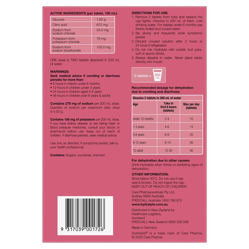 Load image into Gallery viewer, Hydralyte Electrolyte Effervescent Strawberry Kiwi 60 Tablets Exclusive Size
