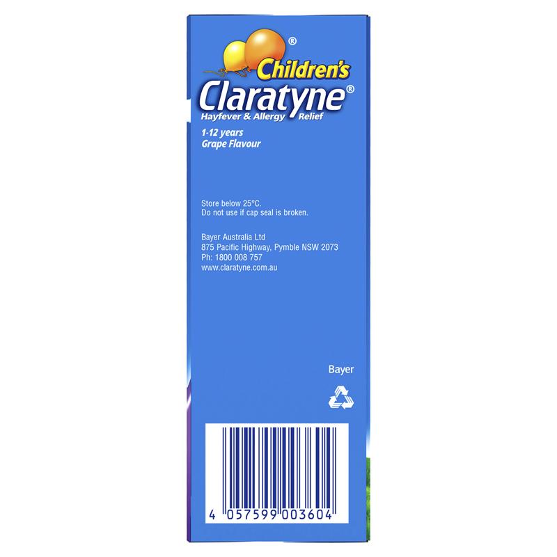 Load image into Gallery viewer, Children's Claratyne Allergy &amp; Hayfever Relief Syrup For Kids Grape Flavour 120mL

