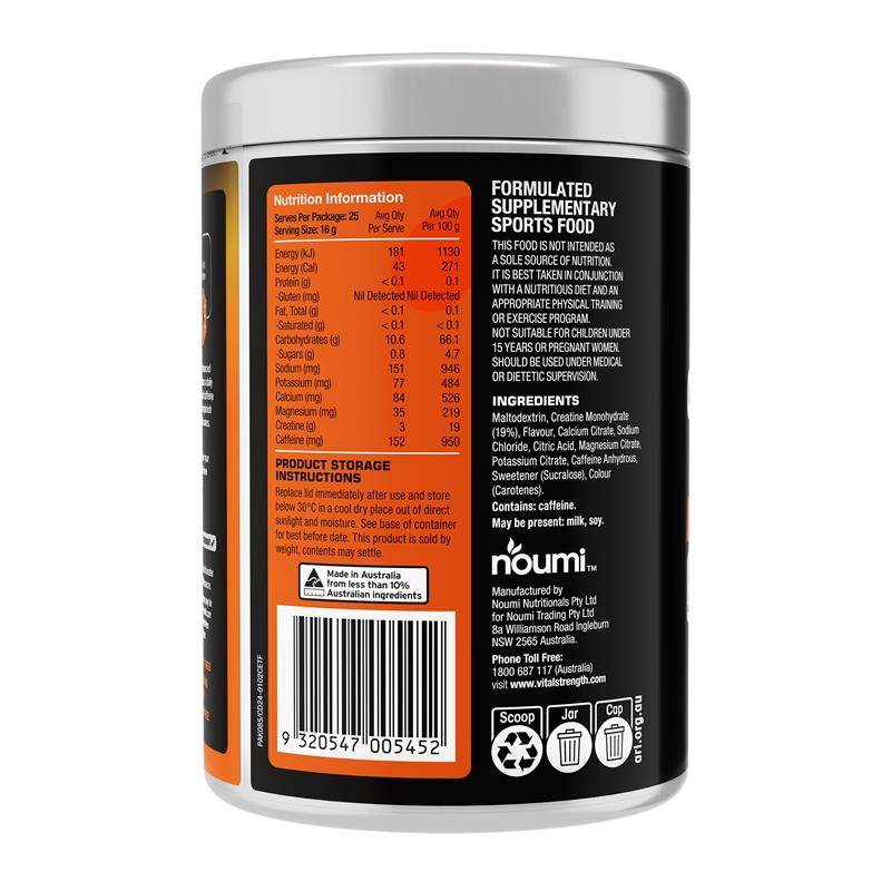 Load image into Gallery viewer, VitalStrength Creatine + Energy Tropical 400g
