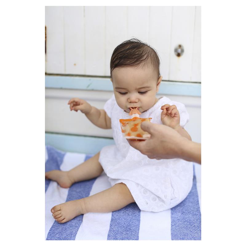 Load image into Gallery viewer, Cherub Baby Universal Food Pouch Spoons Orange &amp; Pink 2 Pack
