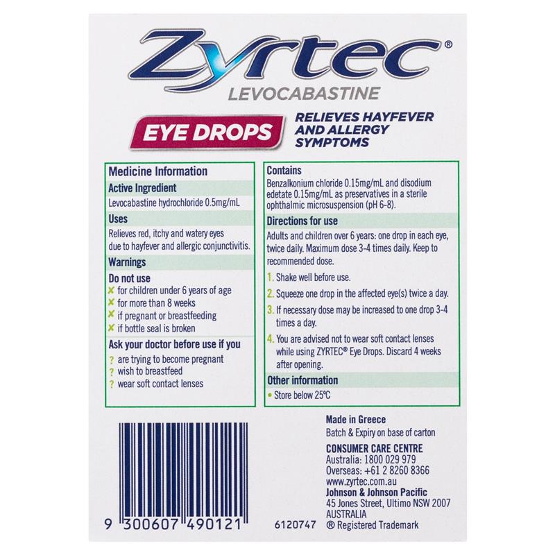 Load image into Gallery viewer, Zyrtec Antihistamine Hayfever &amp; Allergy Eye Drops 4mL
