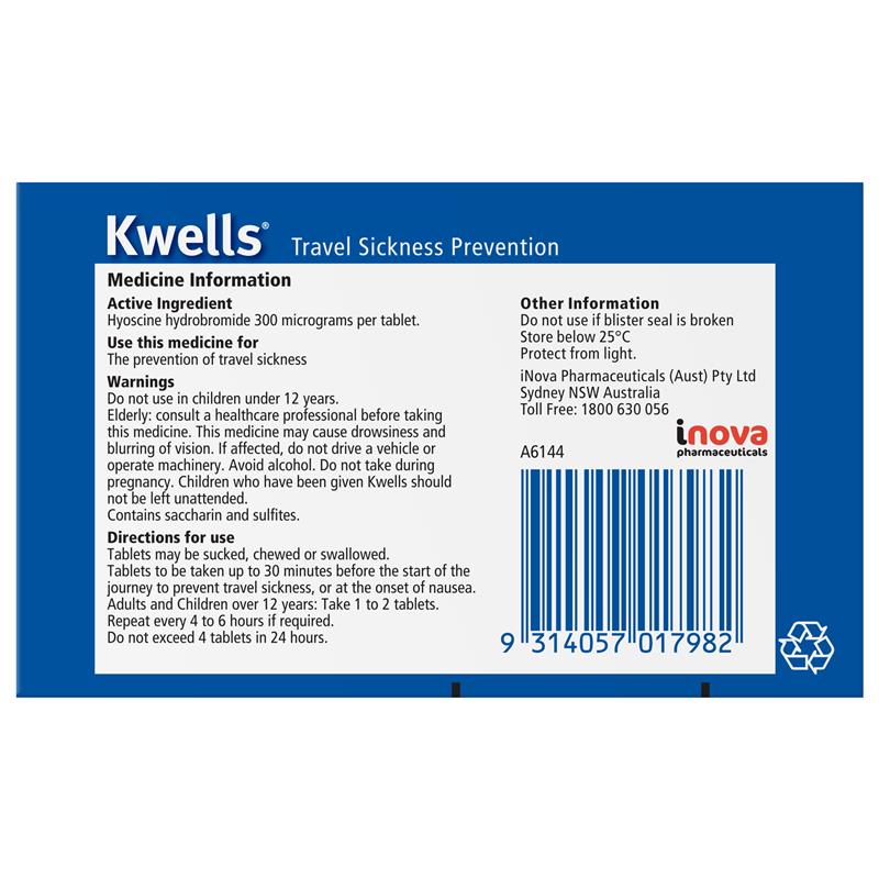 Load image into Gallery viewer, Kwells Travel Sickness 12 Chewable Tablets
