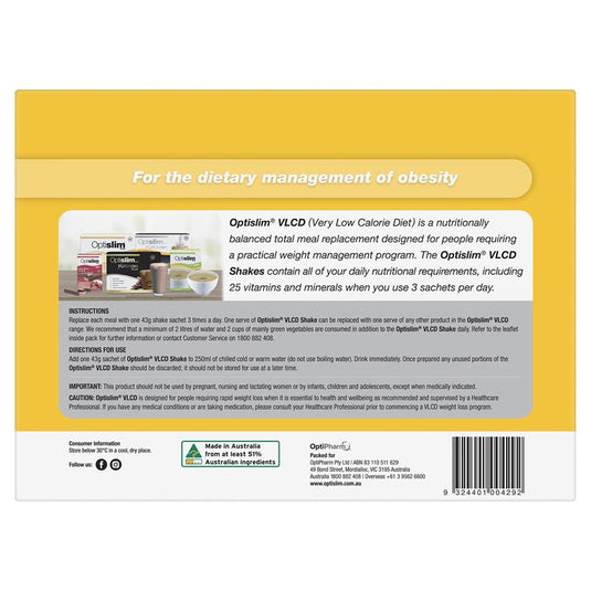 Optislim VLCD Meal Replacement Shake Banana 21x43g Sachets