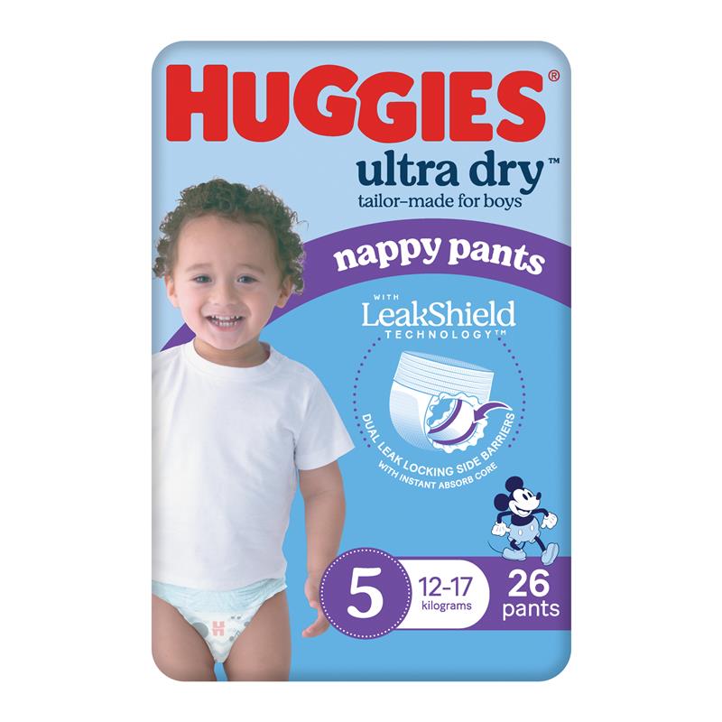 Load image into Gallery viewer, Huggies Ultra Dry Nappy Pants Size 5 12-17kg Boy 26 Pack
