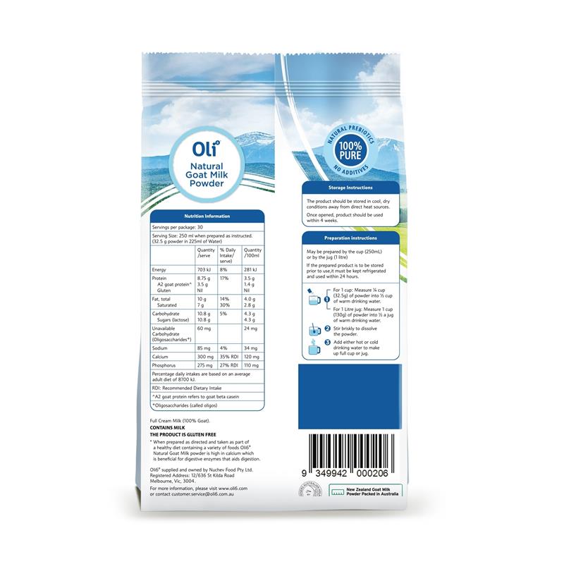 Load image into Gallery viewer, Oli6 Natural Goat A2 Milk Powder 1kg
