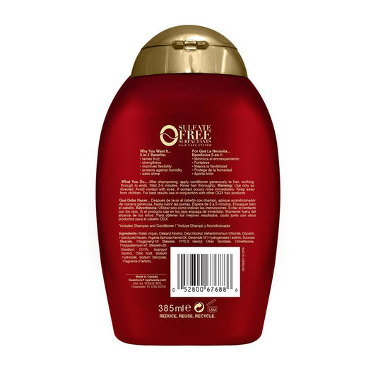 Ogx Frizz Free + Keratin Smoothing Oil 5 in 1 Benefits Conditioner For Frizzy Hair 385mL