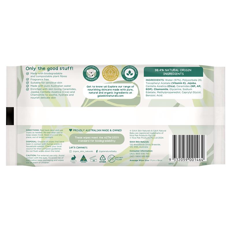 Load image into Gallery viewer, GAIA Biodegradable Water Wipes 20 Pack
