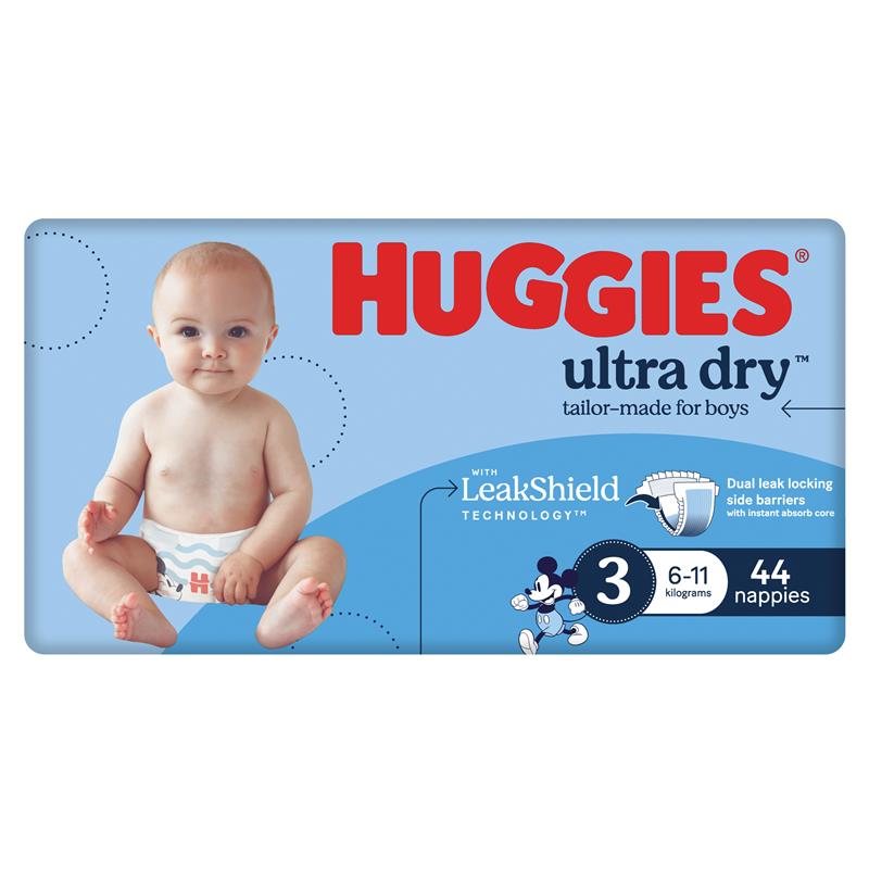Load image into Gallery viewer, Huggies Ultra Dry Nappies Size 3 Boy 6-11kg Bulk 44 Pack
