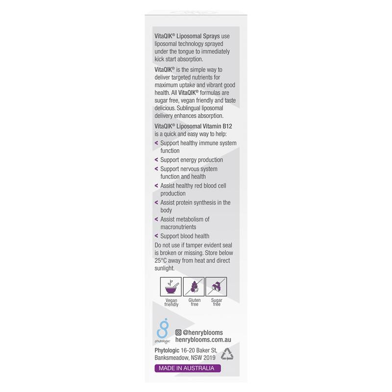 Load image into Gallery viewer, Henry Blooms VitaQIK Vitamin B12 50ml Oral Spray
