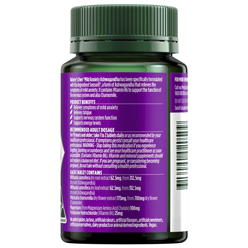 Load image into Gallery viewer, Nature's Own Mild Anxiety Ashwagandha 60 Tablets
