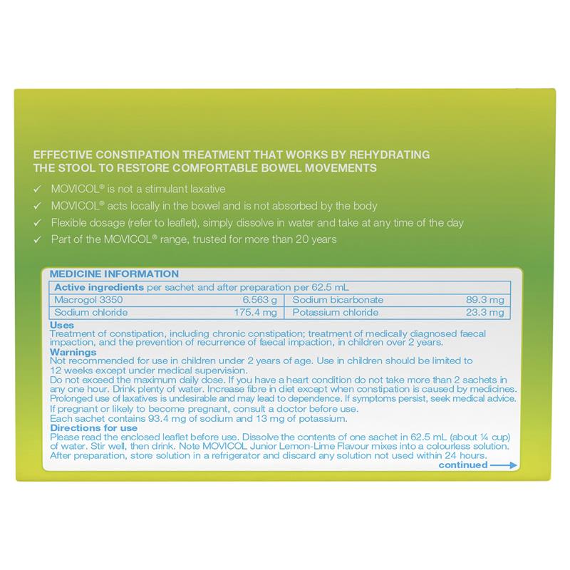 Load image into Gallery viewer, Movicol Junior Lemon Lime 30 Sachets
