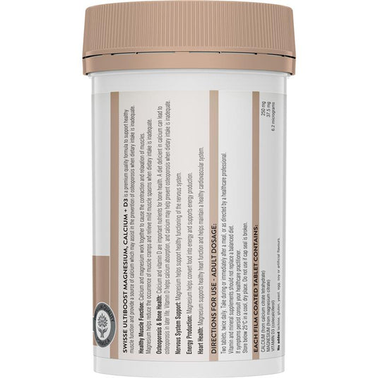 Swisse Ultiboost Magnesium Calcium + Vitamin D 120 Tablets