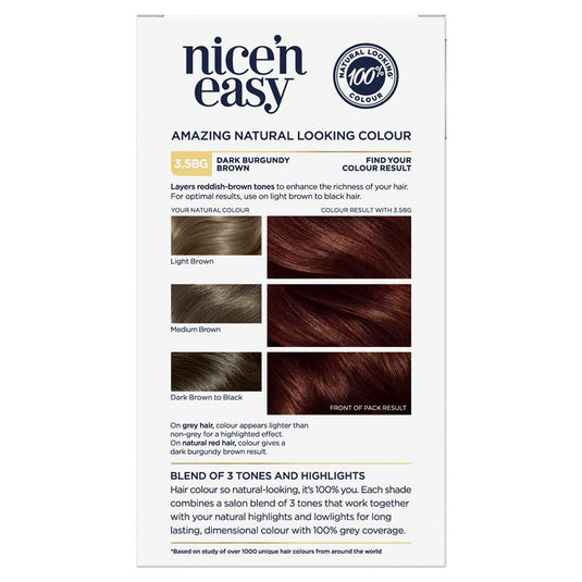 Clairol Nice N Easy 3.5BG Natural Dark Burgundy Permanent Hair Colour