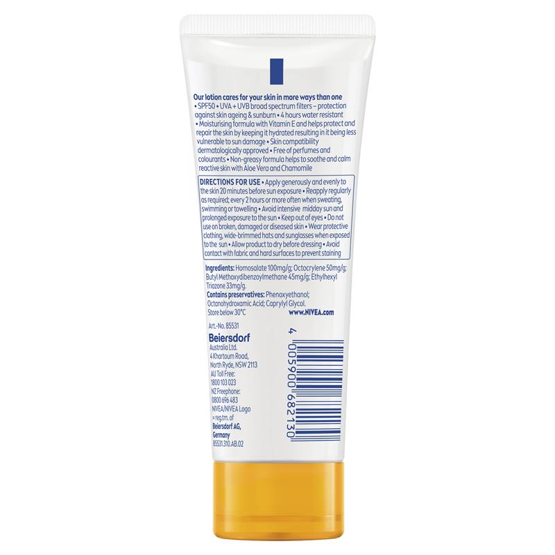 Load image into Gallery viewer, NIVEA Sun Sensitive Protect SPF50 Sunscreen Lotion 100ml
