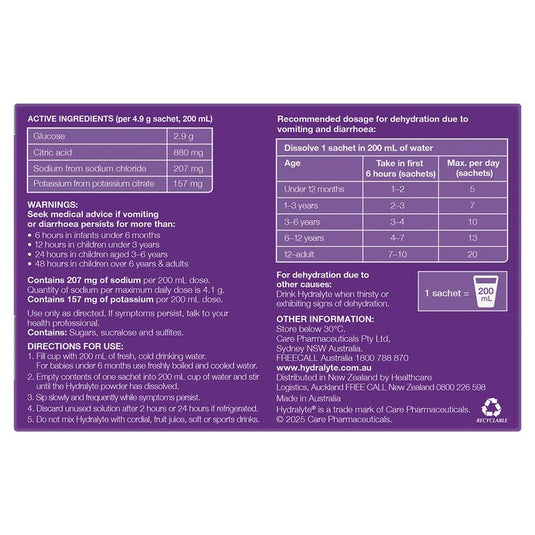 Hydralyte Apple Blackcurrant Sachets 4.9g x 24